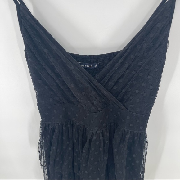 Abercrombie & Fitch Y2K Black Tule Layered smocked Back Dress Size Small - Picture 2 of 10